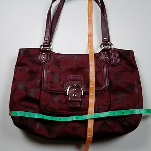VTG,COACH SIGNATURE LUREX #F1382-F26246 BURGUNDY METALLIC COLOR WOMEN BAG #26246 - Picture 6 of 15